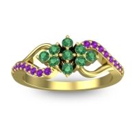 Emerald Fashion Ring In 14k Yellow Gold With Amethyst – Torana Simple Ring