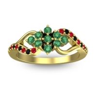 Emerald Fashion Ring In 14k Yellow Gold With Black Onyx And Ruby – Torana Simple Ring