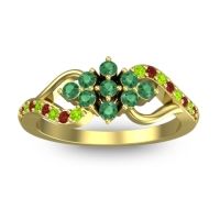 Emerald Fashion Ring In 18k Yellow Gold With Garnet And Peridot – Torana Simple Ring
