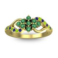Emerald Fashion Ring In 18k Yellow Gold With Peridot And Blue Sapphire – Torana Simple Ring
