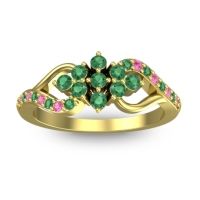 Emerald Fashion Ring In 14k Yellow Gold With Pink Tourmaline – Torana Simple Ring