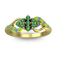 Emerald Fashion Ring In 18k Yellow Gold With Swiss Blue Topaz And Peridot – Torana Simple Ring