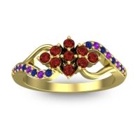 Garnet Fashion Ring In 18k Yellow Gold With Amethyst And Blue Sapphire – Torana Simple Ring