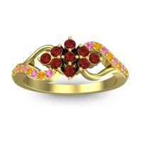 Garnet Fashion Ring In 18k Yellow Gold With Citrine And Pink Tourmaline – Torana Simple Ring