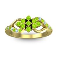 Peridot Fashion Ring In 18k Yellow Gold With Aquamarine – Torana Simple Ring
