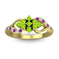 Peridot Fashion Ring In 18k Yellow Gold With Diamond And Amethyst – Torana Simple Ring