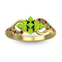 Peridot Fashion Ring In 18k Yellow Gold With Emerald And Ruby – Torana Simple Ring