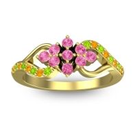 Pink Tourmaline Fashion Ring In 18k Yellow Gold With Citrine And Peridot – Torana Simple Ring