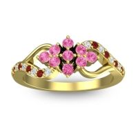 Pink Tourmaline Fashion Ring In 18k Yellow Gold With Garnet And Lab Diamond – Torana Simple Ring