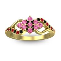 Pink Tourmaline Fashion Ring In 18k Yellow Gold With Ruby And Black Onyx – Torana Simple Ring