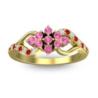 Pink Tourmaline Fashion Ring In 18k Yellow Gold With Ruby And Diamond – Torana Simple Ring