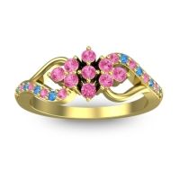 Pink Tourmaline Fashion Ring In 18k Yellow Gold With Swiss Blue Topaz – Torana Simple Ring