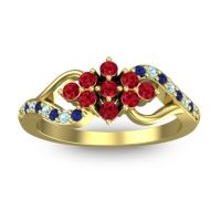 Ruby Fashion Ring In 14k Yellow Gold With Aquamarine And Blue Sapphire – Torana Simple Ring