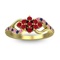 Ruby Fashion Ring In 14k Yellow Gold With Blue Sapphire And Pink Tourmaline – Torana Simple Ring