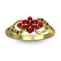 Ruby Fashion Ring In 14k Yellow Gold With Garnet And Emerald – Torana Simple Ring