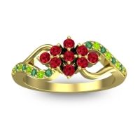 Ruby Fashion Ring In 14k Yellow Gold With Peridot And Emerald – Torana Simple Ring