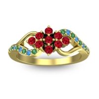 Ruby Fashion Ring In 14k Yellow Gold With Swiss Blue Topaz And Emerald – Torana Simple Ring