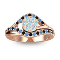 Aquamarine Fashion Ring In 14K Rose Gold With Black Onyx And Swiss Blue Topaz – Vitati Statement Ring