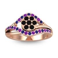 Black Onyx Fashion Ring In 14K Rose Gold With Blue Sapphire And Amethyst – Vitati Statement Ring