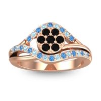 Black Onyx Fashion Ring In 14K Rose Gold With Swiss Blue Topaz And Aquamarine – Vitati Statement Ring