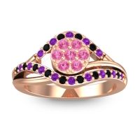 Pink Tourmaline Fashion Ring In 14K Rose Gold With Amethyst And Black Onyx – Vitati Statement Ring