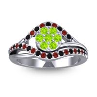 Peridot Fashion Ring In 14k White Gold With Black Onyx And Garnet – Vitati Statement Ring