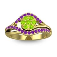 Peridot Fashion Ring In 14k Yellow Gold With Amethyst – Vitati Statement Ring