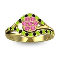 Pink Tourmaline Fashion Ring In 14k Yellow Gold With Peridot And Black Onyx – Vitati Statement Ring