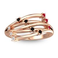 Black Onyx Fashion Ring In 14K Rose Gold With Ruby And Lab Diamond – Cayana Dainty Ring