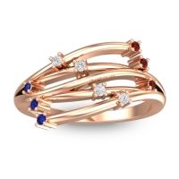 Diamond Fashion Ring In 14K Rose Gold With Garnet And Blue Sapphire – Cayana Dainty Ring