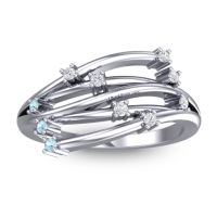Lab Diamond Fashion Ring In 14k White Gold With Aquamarine – Cayana Dainty Ring