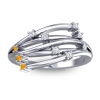 Lab Diamond Fashion Ring In 14k White Gold With Citrine – Cayana Dainty Ring