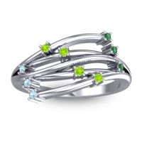 Peridot Fashion Ring In 14k White Gold With Emerald And Aquamarine – Cayana Dainty Ring