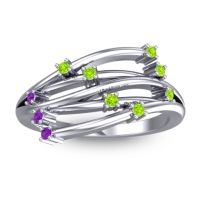 Peridot Fashion Ring In 14k White Gold With Amethyst – Cayana Dainty Ring