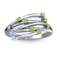Peridot Fashion Ring In 14k White Gold With Aquamarine – Cayana Dainty Ring