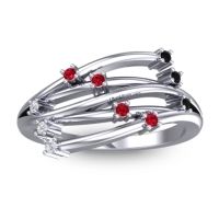 Ruby Fashion Ring In 14k White Gold With Black Onyx And Diamond – Cayana Dainty Ring