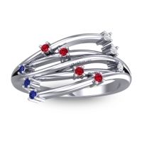 Ruby Fashion Ring In 14k White Gold With Lab Diamond And Blue Sapphire – Cayana Dainty Ring