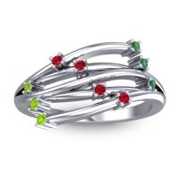 Ruby Fashion Ring In 14k White Gold With Emerald And Peridot – Cayana Dainty Ring