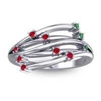 Ruby Fashion Ring In 14k White Gold With Emerald – Cayana Dainty Ring