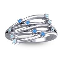 Swiss Blue Topaz Fashion Ring In 14k White Gold With Aquamarine – Cayana Dainty Ring