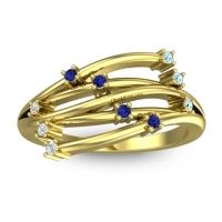 Blue Sapphire Fashion Ring In 14k Yellow Gold With Aquamarine And Diamond – Cayana Dainty Ring