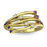 Diamond Fashion Ring In 14k Yellow Gold With Amethyst And Blue Sapphire – Cayana Dainty Ring