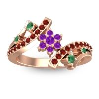 Amethyst Fashion Ring In 14K Rose Gold With Emerald And Garnet – Pippala Simple Ring