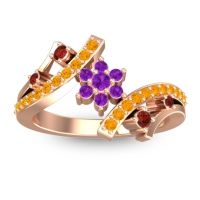 Amethyst Fashion Ring In 14K Rose Gold With Garnet And Citrine – Pippala Simple Ring