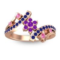 Amethyst Fashion Ring In 14K Rose Gold With Pink Tourmaline And Blue Sapphire – Pippala Simple Ring