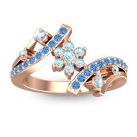 Aquamarine Fashion Ring In 14K Rose Gold With Swiss Blue Topaz – Pippala Simple Ring