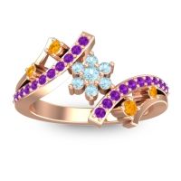 Aquamarine Fashion Ring In 14K Rose Gold With Citrine And Amethyst – Pippala Simple Ring