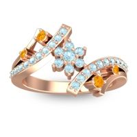 Aquamarine Fashion Ring In 14K Rose Gold With Citrine – Pippala Simple Ring