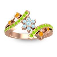 Aquamarine Fashion Ring In 14K Rose Gold With Citrine And Peridot – Pippala Simple Ring