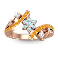 Aquamarine Fashion Ring In 14K Rose Gold With Diamond And Citrine – Pippala Simple Ring